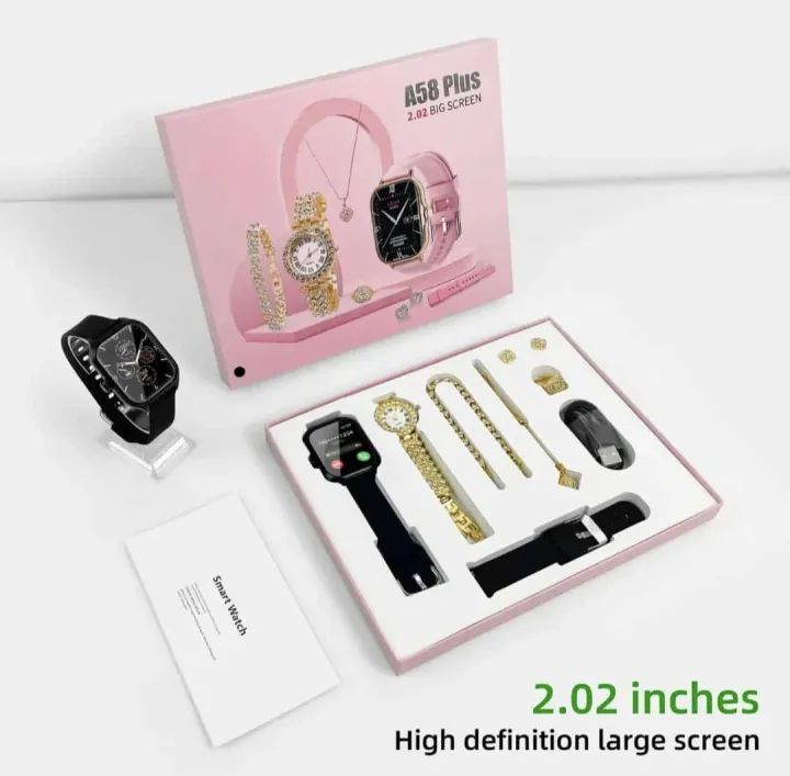 A58 Plus Smartwatch & Jewellery Combo