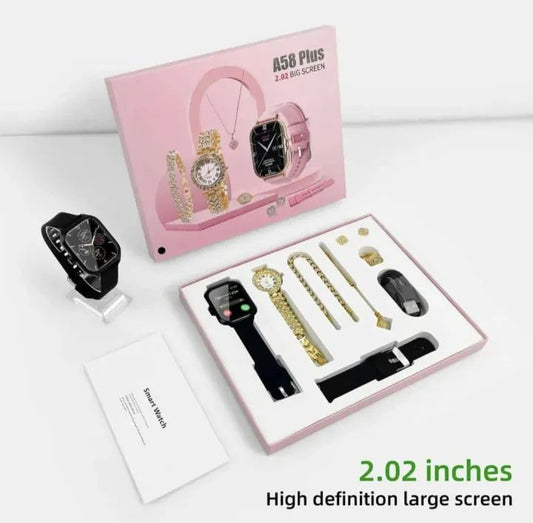 A58 Plus Smartwatch & Jewellery Combo