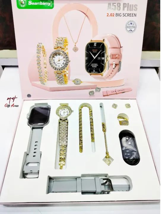 A58 Plus Smartwatch & Jewellery Combo